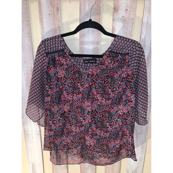 Mason + Mackenzie Sheer Floral Blouse M - Picture 1 of 4